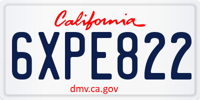 CA license plate 6XPE822