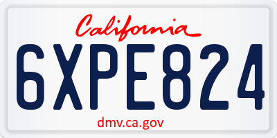 CA license plate 6XPE824