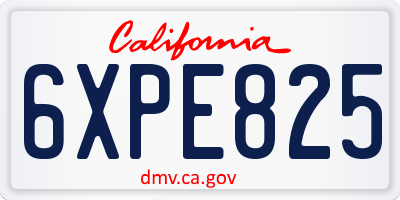 CA license plate 6XPE825
