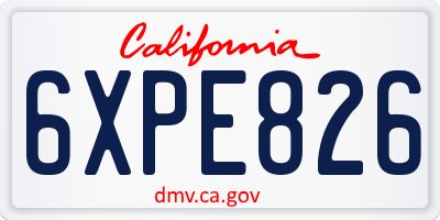 CA license plate 6XPE826