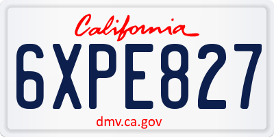 CA license plate 6XPE827