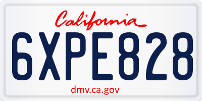 CA license plate 6XPE828