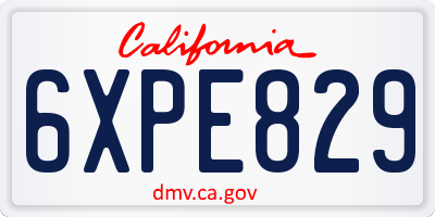 CA license plate 6XPE829