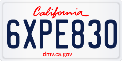 CA license plate 6XPE830