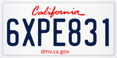 CA license plate 6XPE831