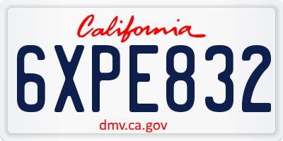 CA license plate 6XPE832