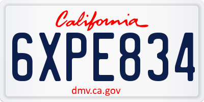 CA license plate 6XPE834