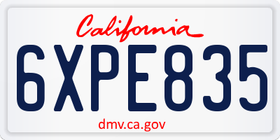 CA license plate 6XPE835