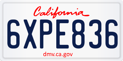 CA license plate 6XPE836