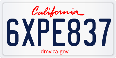 CA license plate 6XPE837