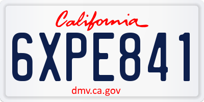 CA license plate 6XPE841