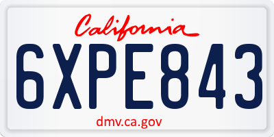 CA license plate 6XPE843