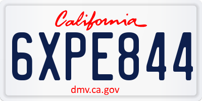 CA license plate 6XPE844