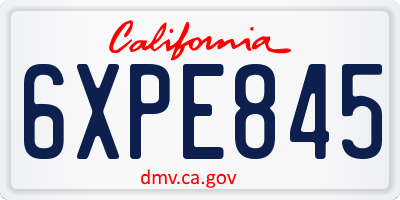 CA license plate 6XPE845