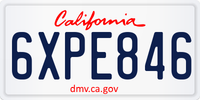 CA license plate 6XPE846