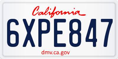 CA license plate 6XPE847