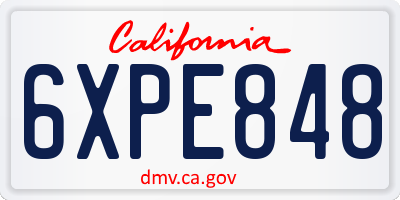CA license plate 6XPE848