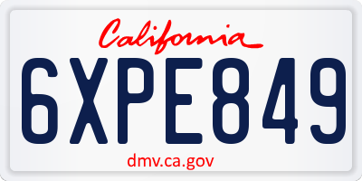 CA license plate 6XPE849