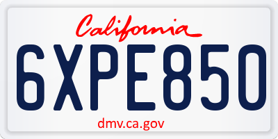 CA license plate 6XPE850