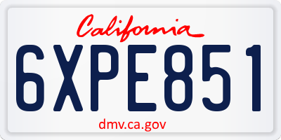 CA license plate 6XPE851