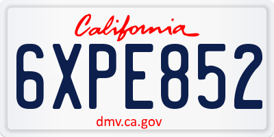 CA license plate 6XPE852