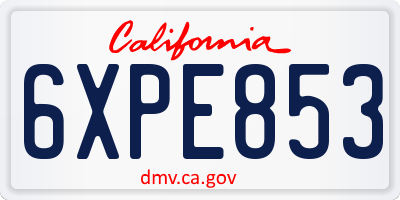 CA license plate 6XPE853