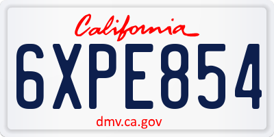 CA license plate 6XPE854