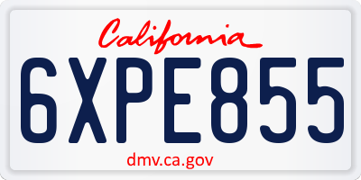 CA license plate 6XPE855