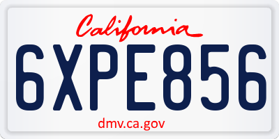CA license plate 6XPE856