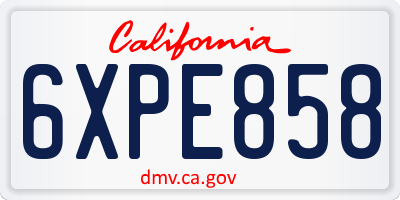 CA license plate 6XPE858