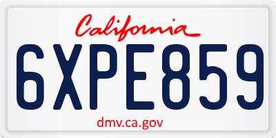 CA license plate 6XPE859