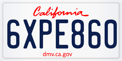 CA license plate 6XPE860