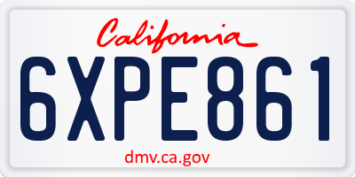 CA license plate 6XPE861