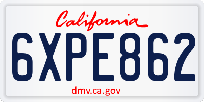 CA license plate 6XPE862