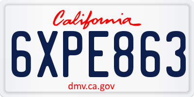 CA license plate 6XPE863