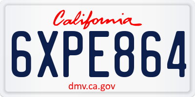 CA license plate 6XPE864