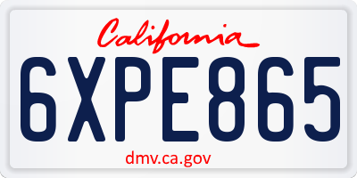 CA license plate 6XPE865