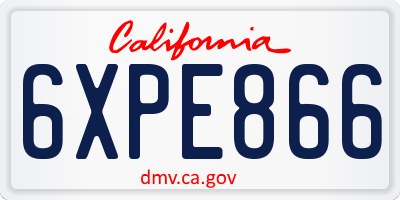 CA license plate 6XPE866