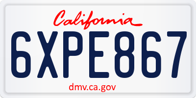 CA license plate 6XPE867