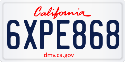 CA license plate 6XPE868