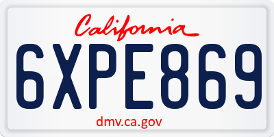 CA license plate 6XPE869