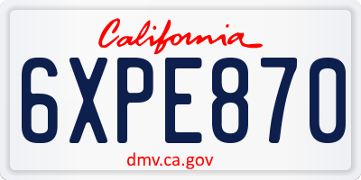 CA license plate 6XPE870