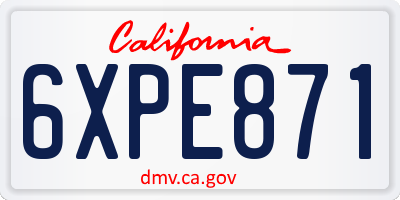 CA license plate 6XPE871
