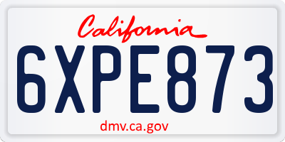 CA license plate 6XPE873