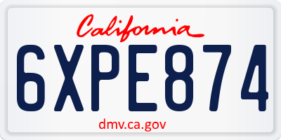 CA license plate 6XPE874