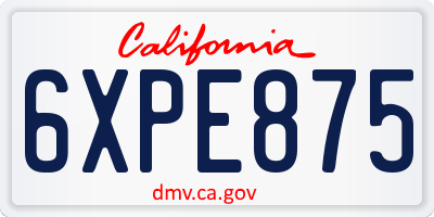 CA license plate 6XPE875