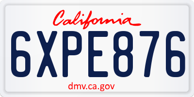 CA license plate 6XPE876