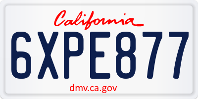 CA license plate 6XPE877