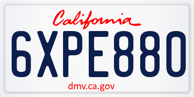 CA license plate 6XPE880