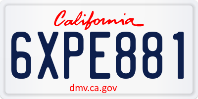 CA license plate 6XPE881